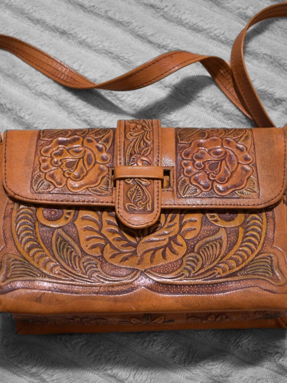 Real Leather Floral Purse